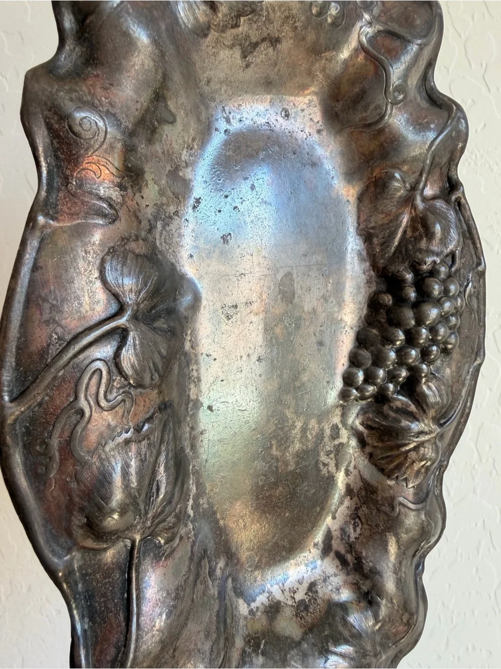 Antique Art Nouveau silver-plated bread tray / serving dish